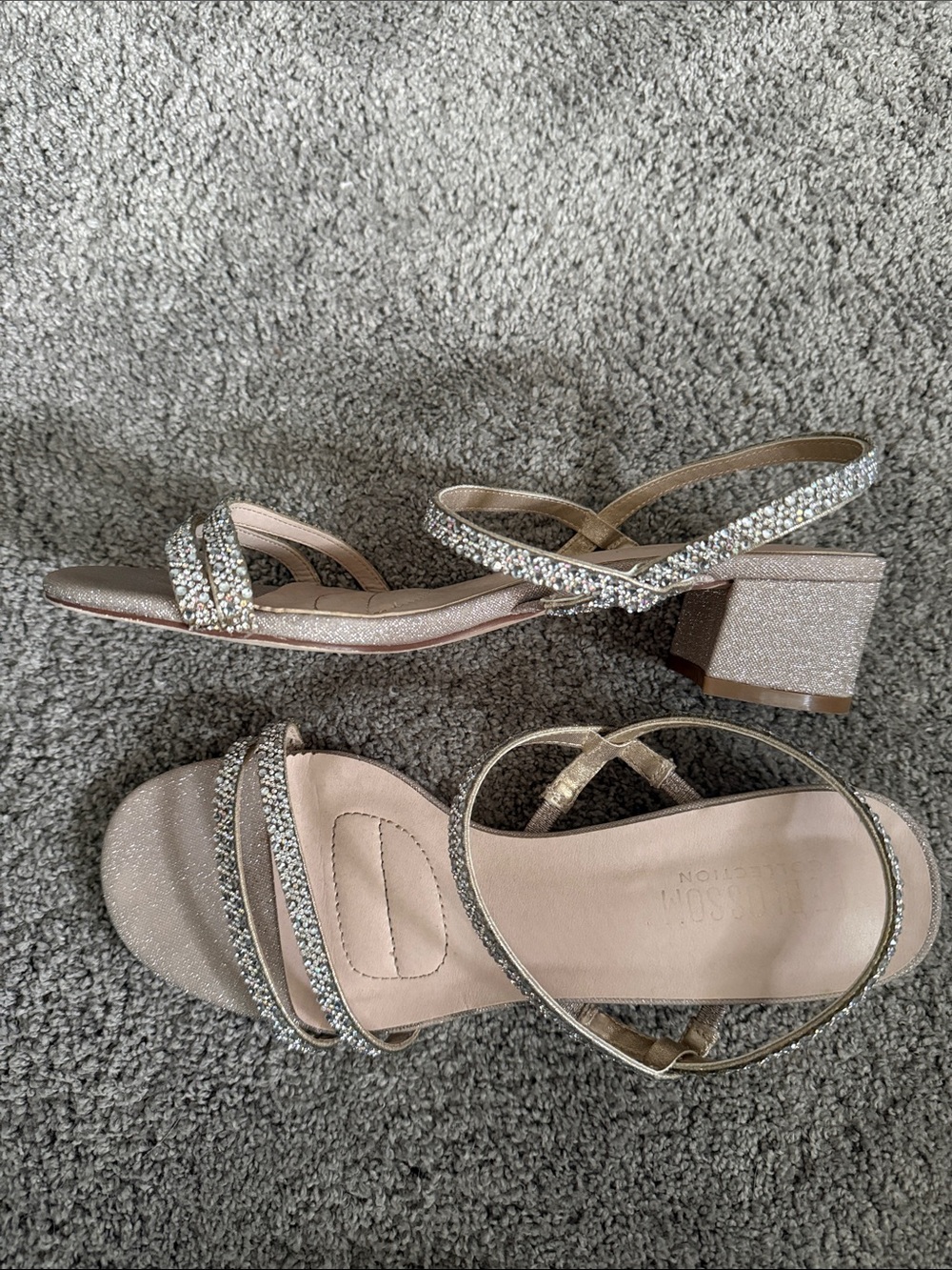 Sparkle Slingback Block Heels in Champagne Glitter